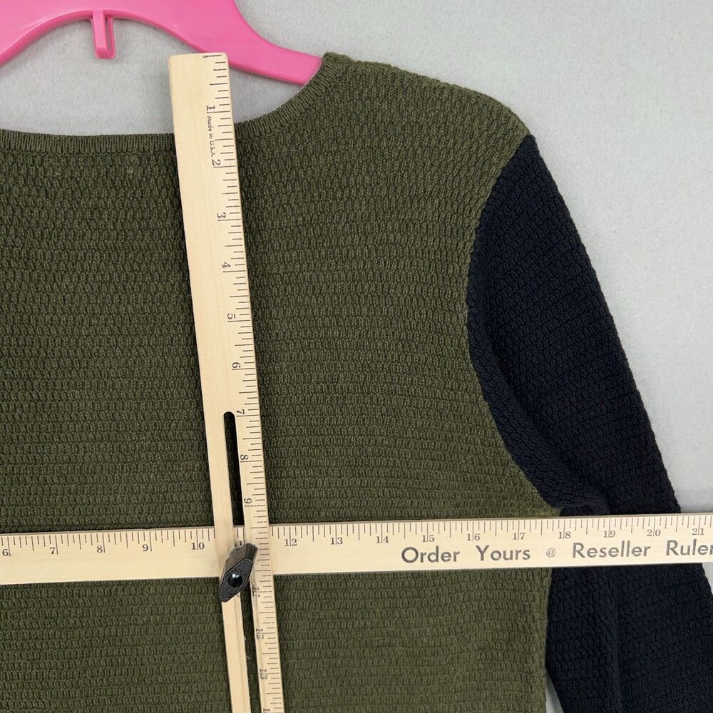 Lisa Todd Sweater Dress Womens Medium Green Black Colorblock Cashmere Twee - Picture 10 of 12